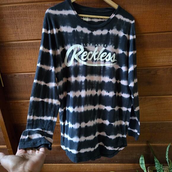Los Angeles Reckless Womens Tie-Dye Stripe Logo T-Shirt Size M Streetwear - Picture 2 of 9